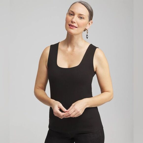 Chicos Contour Cotton™ Square Neck Tank xxl black NWT in packaging - Picture 1 of 8